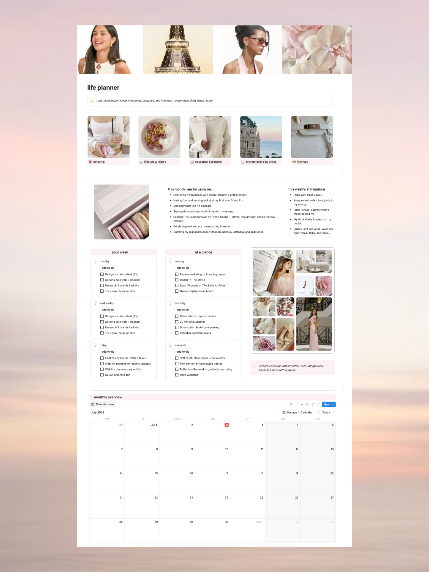 It-Girl Life Planner Notion Template | The Ultimate Chic & Intentional Life Planner by Orchis Studio