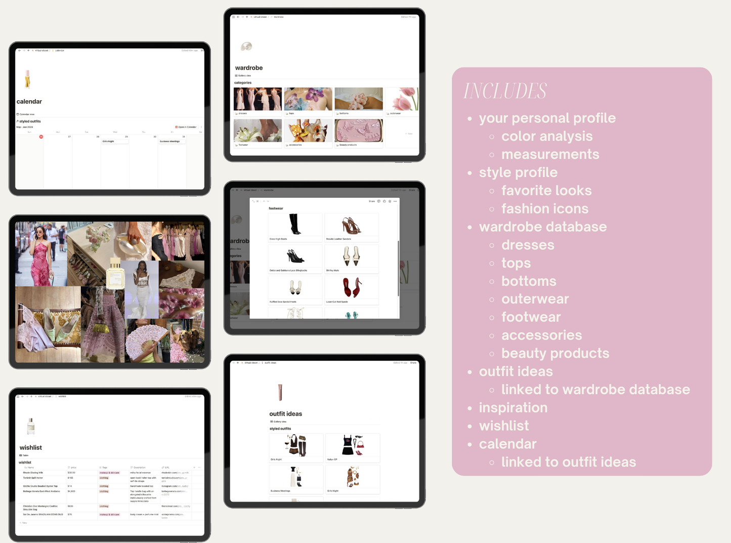 Virtual Closet Notion Template